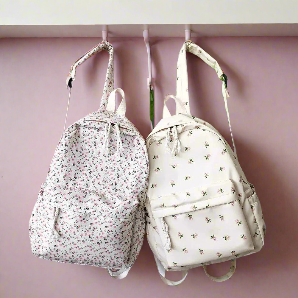 Floral White School Bags - Just The Fly Way