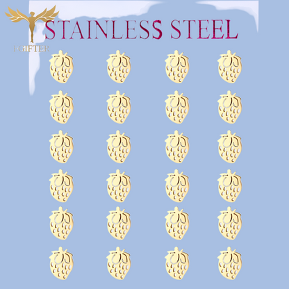 12 Pairs Lot Fruit Earrings Golden Strawberry Design Stud Earring Set Surgical Steel Children Girls Ear Jewelry Accessory Resale - Just The Fly Way