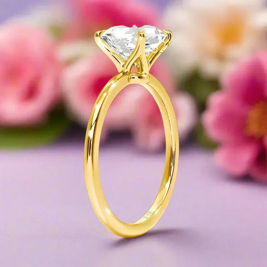 14k Gold Ring, Round, Certified 1ct, 2ct, 3ct Moissanite Ring - Just The Fly Way