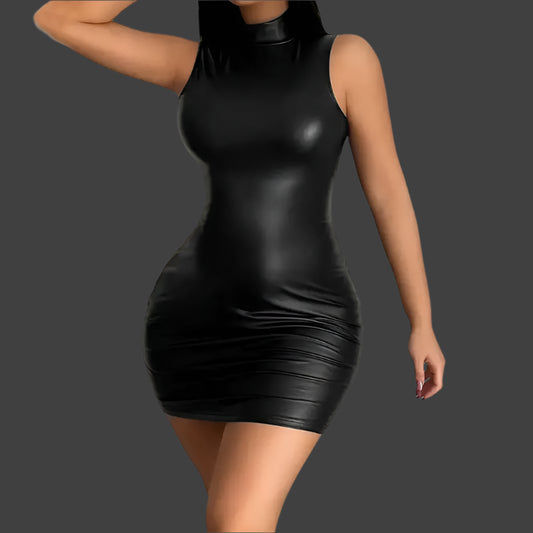 Faux leather bodycon dress