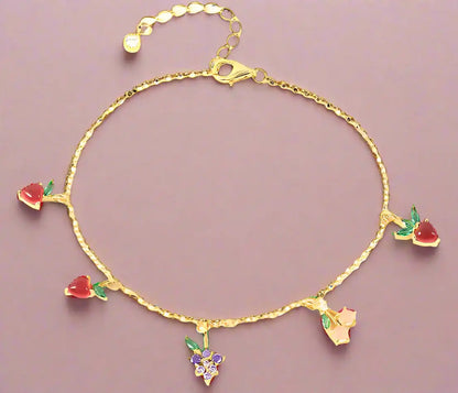 Gold Plated 925 Sterling Silver Stylish Geometric Bracelet - Exquisite Fruit Design, Simple and Cute Jewelry for Women - Just The Fly Way
