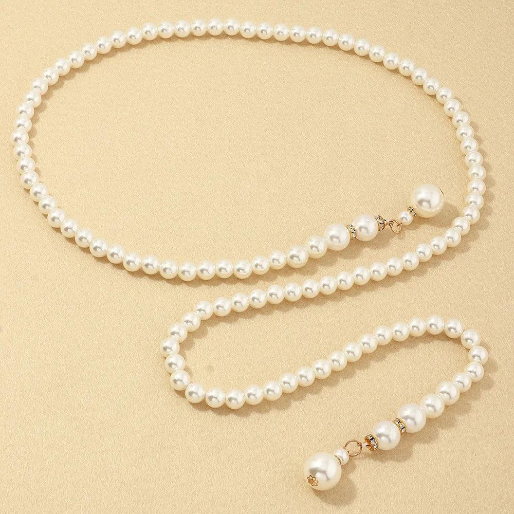 Women's Fashion Thin Waist Belt, Luxury Pearl Chain Waist Chain - Just The Fly Way