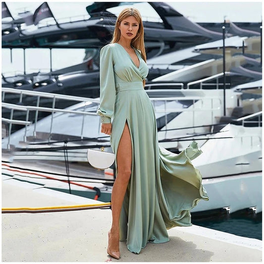 Variations of Women's Bohemian Deep V-neck Dress Open Back, Long Flowing Skirt by Women's Bohemian Deep V-neck Dress Open Back, Long Flowing SkirtApparel & Accessories > Clothing > Dresseshigh-quality-autumn-dress-europe-and-america-new-womens-bohemian-deep-v-neck-dress-open-long-swing-long-skirt-dress-wholesaleDress