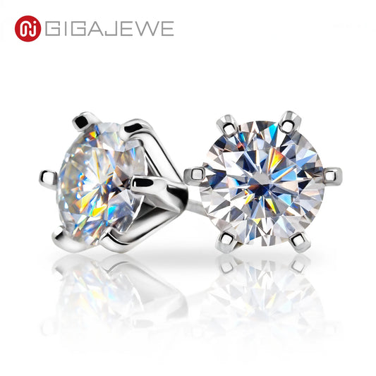 Fashionable, Bold and Beautiful DressGIGAJEWE pink White Color Moissanite 925 Sliver Plated 18K Gold Stud Earrings Jewelry  for Gift