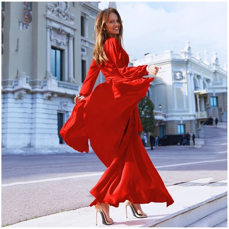 Variations of Women's Bohemian Deep V-neck Dress Open Back, Long Flowing Skirt by Women's Bohemian Deep V-neck Dress Open Back, Long Flowing SkirtApparel & Accessories > Clothing > Dresseshigh-quality-autumn-dress-europe-and-america-new-womens-bohemian-deep-v-neck-dress-open-long-swing-long-skirt-dress-wholesaleDress
