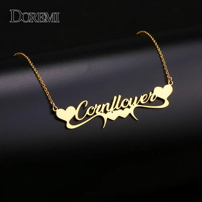 Fashionable, Bold and Beautiful DressDOREMI Stainless Steel Handmade Custom Name Personalized Name Necklaces for Women Jewelry Gold Filled Heart Statement Choker - Just The Fly Way