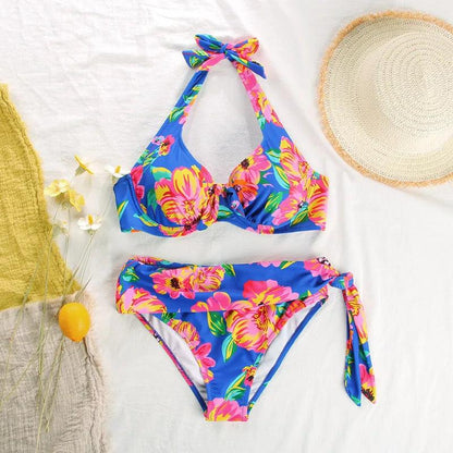 Rinabe Push Up Bikini, Floral Print Swimwear, High Waist - Just The Fly Way