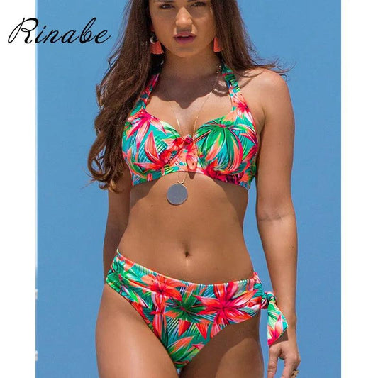 Rinabe Push Up Bikini, Floral Print Swimwear, High Waist - Just The Fly Way