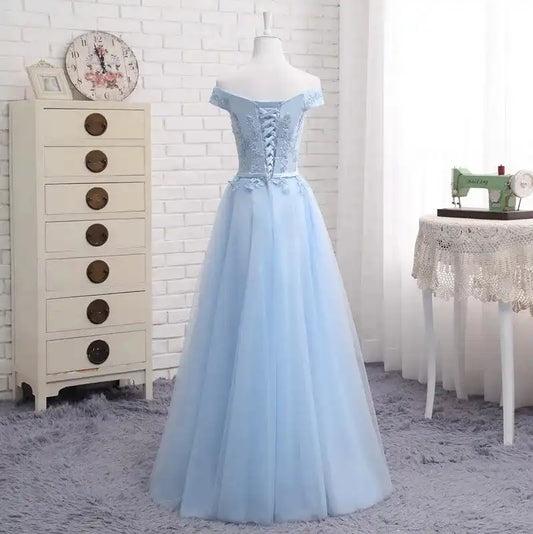 Variations of Lace-Up Off-Shoulder Blue Party Dress for Wedding, Prom, Homecoming, Mardi Gras by Lace-Up Off-Shoulder Blue Party Dress for Wedding, Prom, Homecoming, Mardi GrasApparel & Accessories > Clothing > Dresseswyhs-90l-lace-up-off-shoulder-long-middle-short-blue-ridesmaid-dresses-2025-new-sister-group-custom-party-prom-dress-toast-suitDress