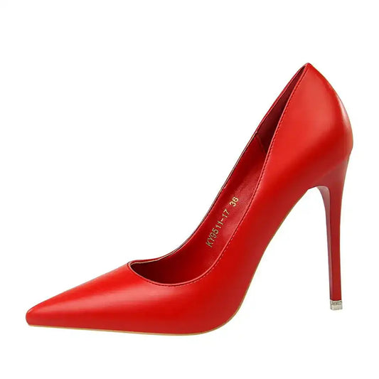 Fashion Women's Pointed Toe Pumps Soft Leather High Heels Slip-On Candy Colored 7.5/10.5cm Shoes