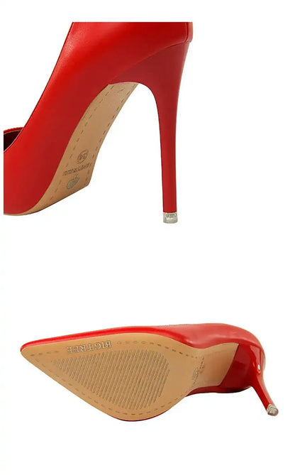 Fashion Women's Pointed Toe Pumps Soft Leather High Heels Slip-On Candy Colored 7.5/10.5cm Shoes