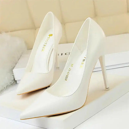 Fashion Women's Pointed Toe Pumps Soft Leather High Heels Slip-On Candy Colored 7.5/10.5cm Shoes