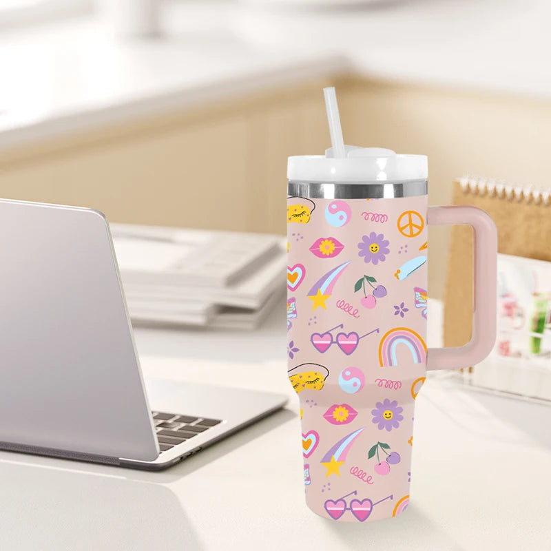 Powder Coated 40oz Tumbler with a Fun and Light-hearted Print - Just The Fly Way