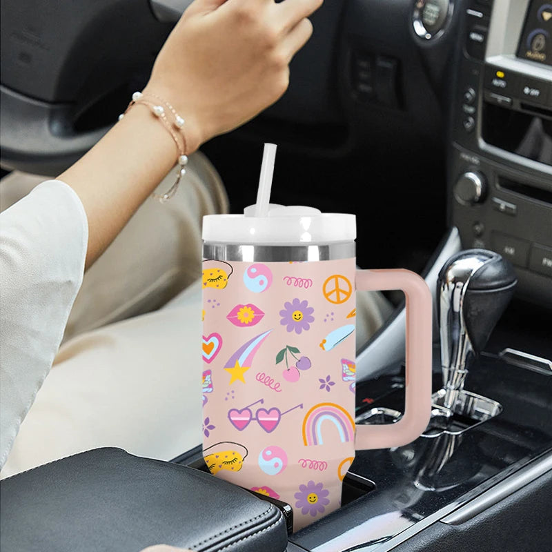 Powder Coated 40oz Tumbler with a Fun and Light-hearted Print - Just The Fly Way
