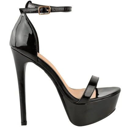 Fashionable, Bold and Beautiful DressWomen Sandals Sexy 14cm Supper High Heels Patent Leather Nighclub Platform Open Toes Sandals Party Red Wedding Shoes Plus Size