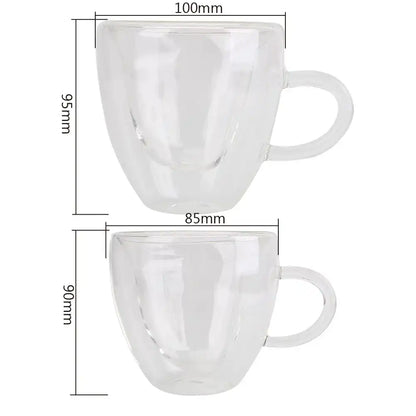 Heart Love Shaped Glass Mug Couple Cups Double Glass Cup Heat-Resisting Wine Glasses Tea Mugs Milk Espresso Coffee Cup Drinkware - Just The Fly Way