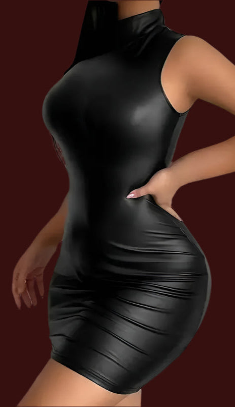 Faux Leather Bodycon Black