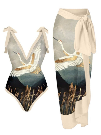Fashion Self-Tie Dress Chiffon Niche Style One-Piece Swimsuit - Just The Fly Way