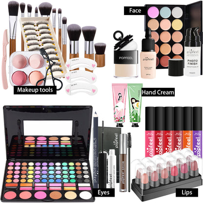Fashionable, Bold and Beautiful DressPOPFEEL All-in-One Makeup Kit Gift Set with Eyeshadow Palette Foundation Lip Gloss Blush Brushes Eyeliner and More Beauty Gifts