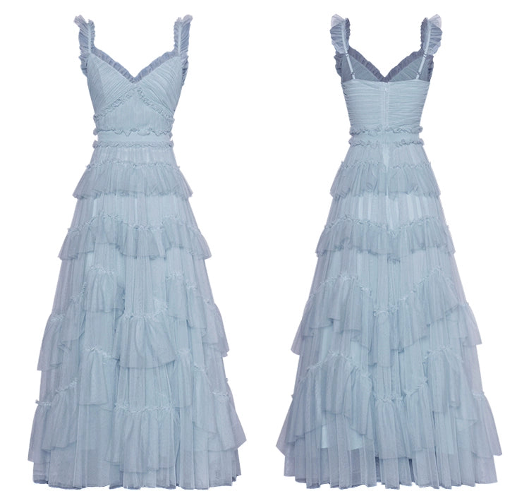Backless Gauzy Formal Swing Dress Cake Summer Suspender Skirt