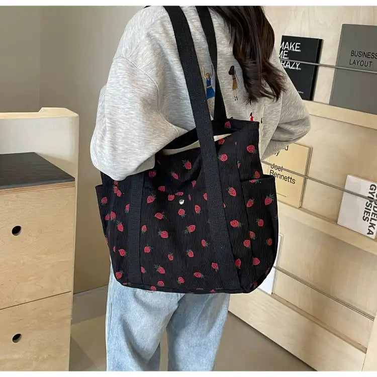 Strawberry Summer Little Fresh Canvas Easiest for Match Shoulder Bag - Just The Fly Way