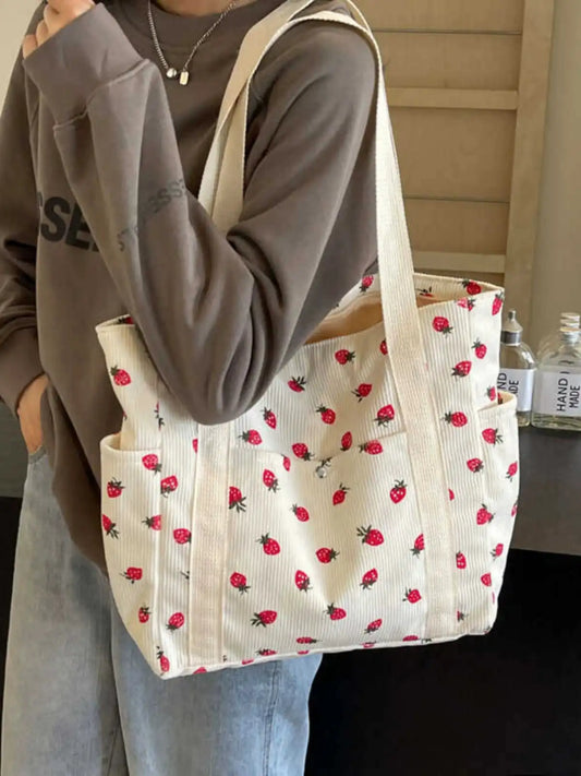 Strawberry Summer Little Fresh Canvas Easiest for Match Shoulder Bag - Just The Fly Way