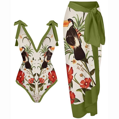 Fashion Self-Tie Dress Chiffon Niche Style One-Piece Swimsuit - Just The Fly Way