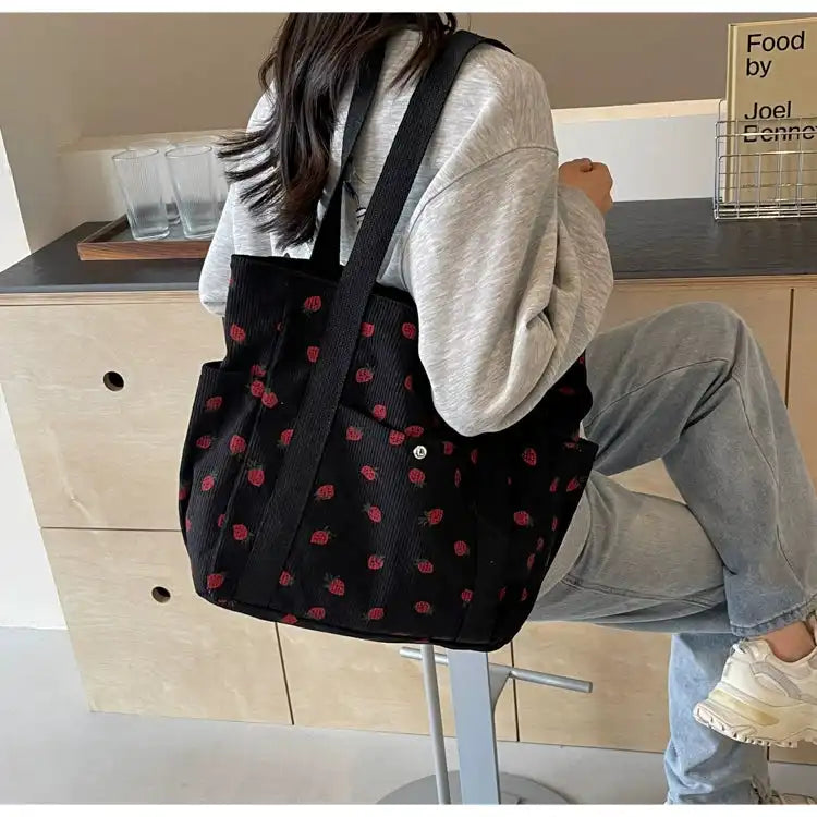 Strawberry Summer Little Fresh Canvas Easiest for Match Shoulder Bag - Just The Fly Way