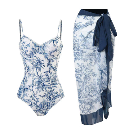 Fashion Self-Tie Dress Chiffon Niche Style One-Piece Swimsuit - Just The Fly Way