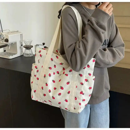 Strawberry Summer Little Fresh Canvas Easiest for Match Shoulder Bag - Just The Fly Way