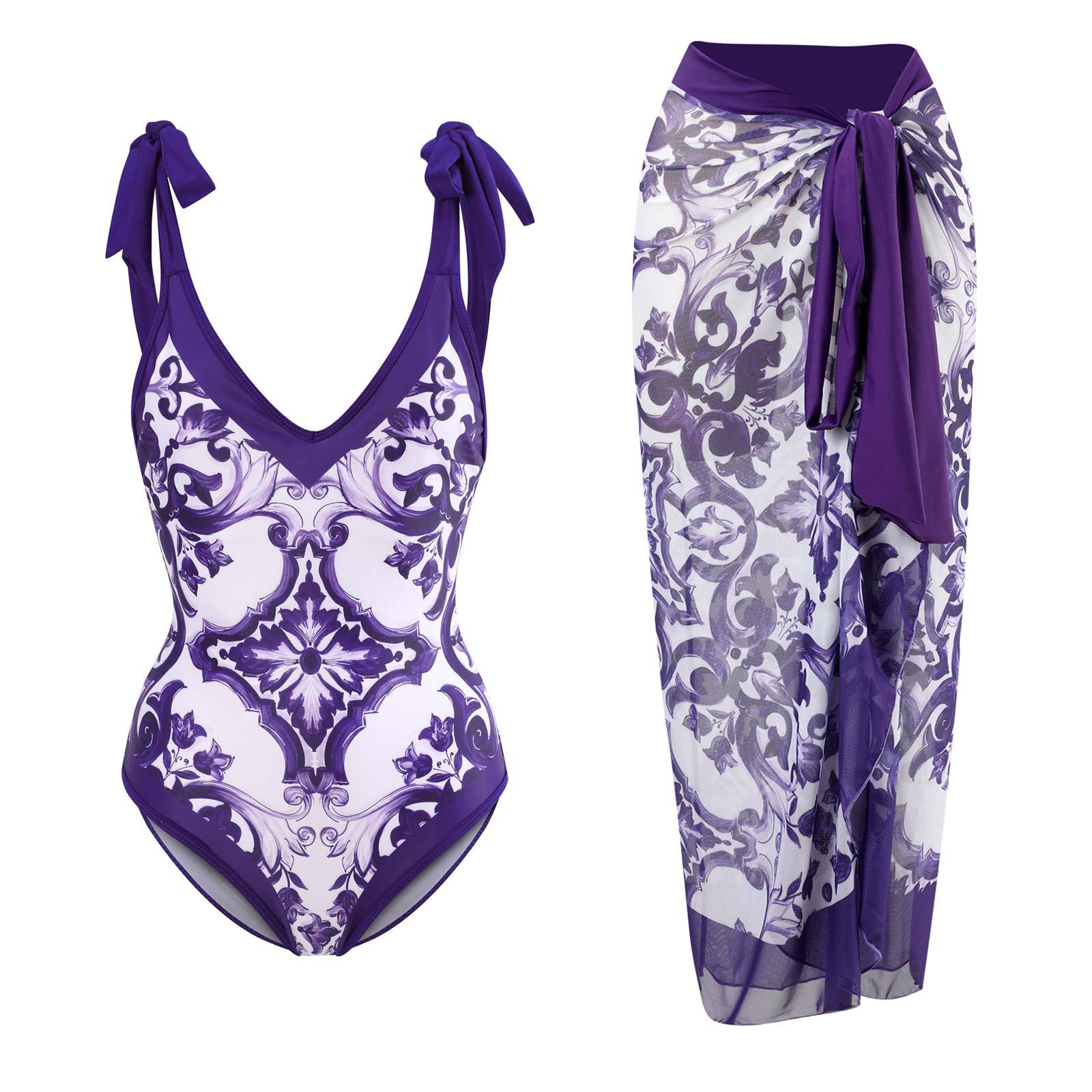 Fashion Self-Tie Dress Chiffon Niche Style One-Piece Swimsuit - Just The Fly Way