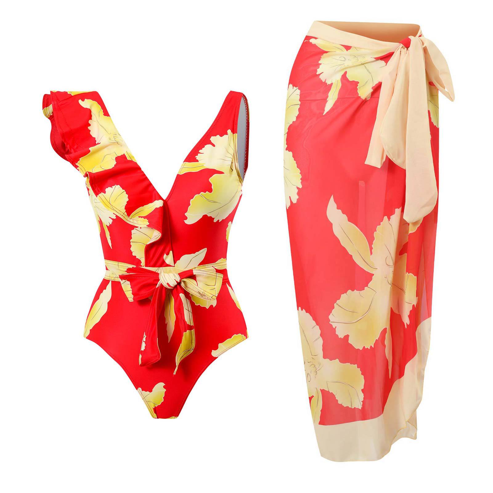 Fashion Self-Tie Dress Chiffon Niche Style One-Piece Swimsuit - Just The Fly Way