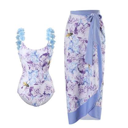 Fashion Self-Tie Dress Chiffon Niche Style One-Piece Swimsuit - Just The Fly Way