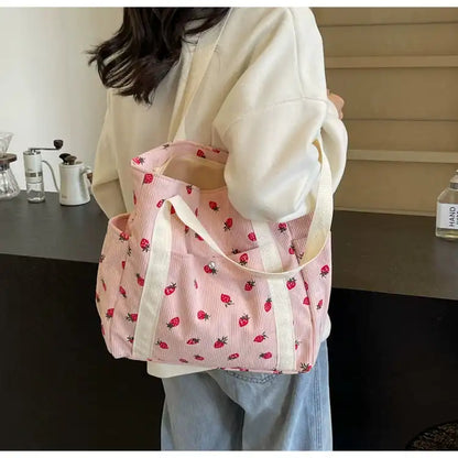 Strawberry Summer Little Fresh Canvas Easiest for Match Shoulder Bag - Just The Fly Way
