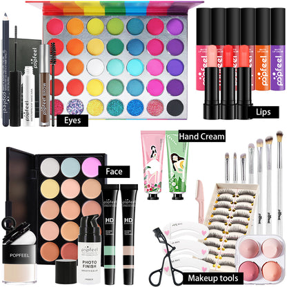 Fashionable, Bold and Beautiful DressPOPFEEL All-in-One Makeup Kit Gift Set with Eyeshadow Palette Foundation Lip Gloss Blush Brushes Eyeliner and More Beauty Gifts