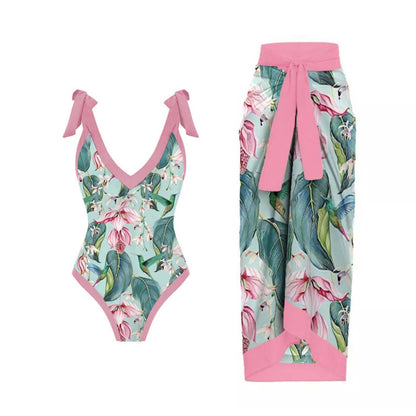 Fashion Self-Tie Dress Chiffon Niche Style One-Piece Swimsuit - Just The Fly Way