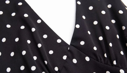 Bold and Sassy Retro Polka Dot Halter Maxi Dress - Just The Fly Way