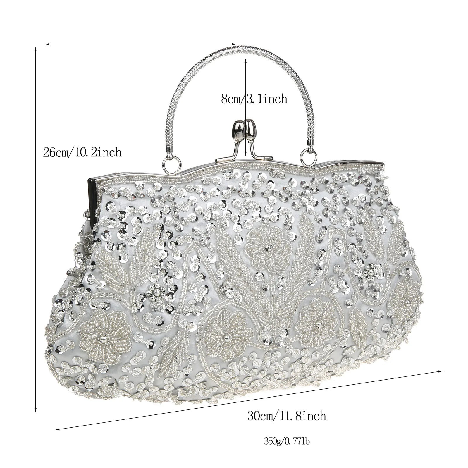 Women's Retro Small Totes Evening Bags Beaded Embroidered Ladies Clutch Purse Shoulder Chain Wedding Party Handbags Bags Purses - Just The Fly Way