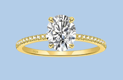 Oval Cut Moissanite Ring, 18k Gold over S925 Sterling Silver For Women - Just The Fly Way