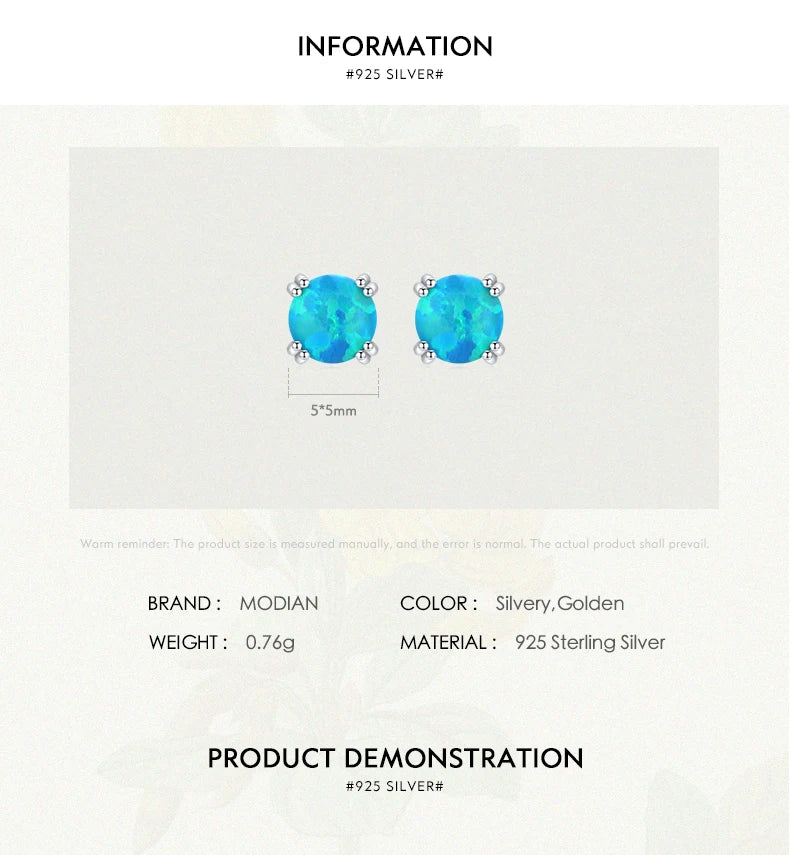 Fashionable, Bold and Beautiful DressMODIAN 925 Sterling Silver Fashion Stylish Natural Opal Stud Earrings For Women Girl Fine Jewelry Anniversary Gifts Accessories - Just The Fly Way