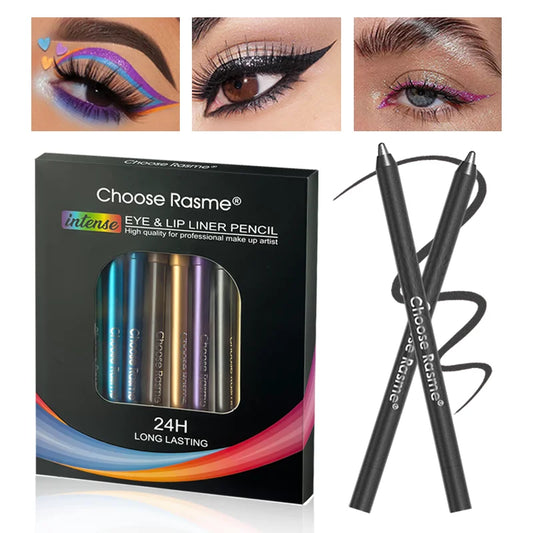 Fashionable, Bold and Beautiful Dress12 Colors Set Glitter & Shimmer Eyeliner Stick Pack - Long-Wearing Blue Tone Eyeliner Pencil with Smooth Application - Versatile