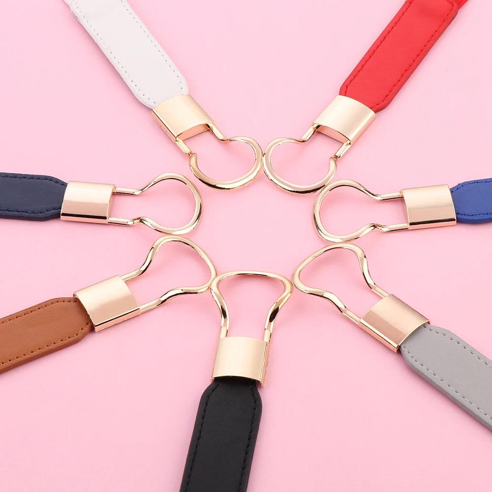 Women Elastic Thin Stretch Waistband Belt, Wrap Buckle - Just The Fly Way