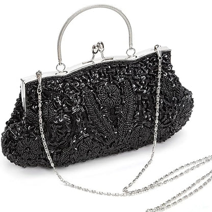 Fashion Retro Women Evening Bags Beaded Ladies Clutch Purse Shoulder Chain Wedding Party Women's Handbag Purses and Handbags - Just The Fly Way