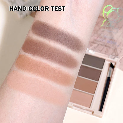 Fashionable, Bold and Beautiful DressA set of 4-color eyebrow powder trays with brushes in gray and brown matte tones for long-lasting color rendering, filling and s