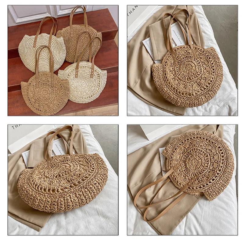 Hand Woven, Round, Beach Bag with a Large Capacity - Just The Fly Way