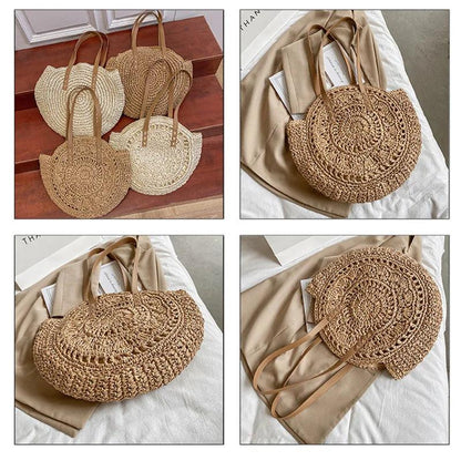 Hand Woven, Round, Beach Bag with a Large Capacity - Just The Fly Way