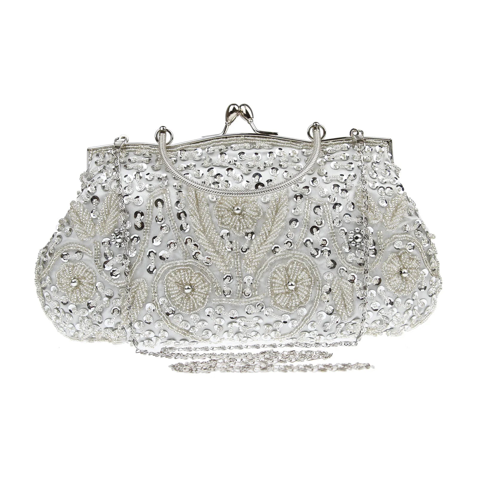 Women's Retro Small Totes Evening Bags Beaded Embroidered Ladies Clutch Purse Shoulder Chain Wedding Party Handbags Bags Purses - Just The Fly Way