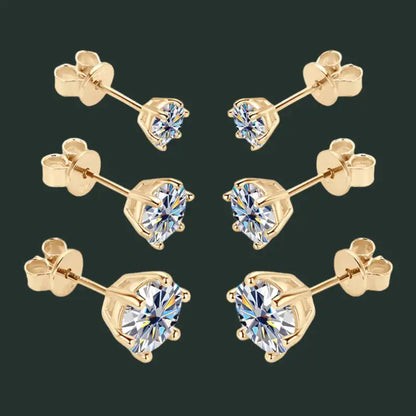 Shine Bright Moissanite Stud Earrings for Men & Women in 18K Gold-Plated Silver - Perfect for Weddings & Special Occasions - Just The Fly Way