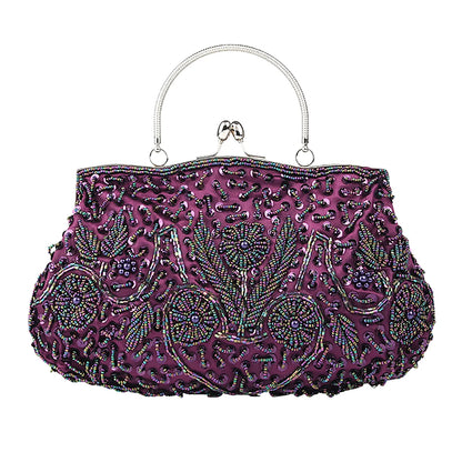 Women's Retro Small Totes Evening Bags Beaded Embroidered Ladies Clutch Purse Shoulder Chain Wedding Party Handbags Bags Purses - Just The Fly Way