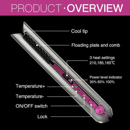USB Rechargeable Wireless Hair Straightener Curling Iron Styling Tool Tourmaline Ceramic Dry & Wet Use Hair Styler - Just The Fly Way
